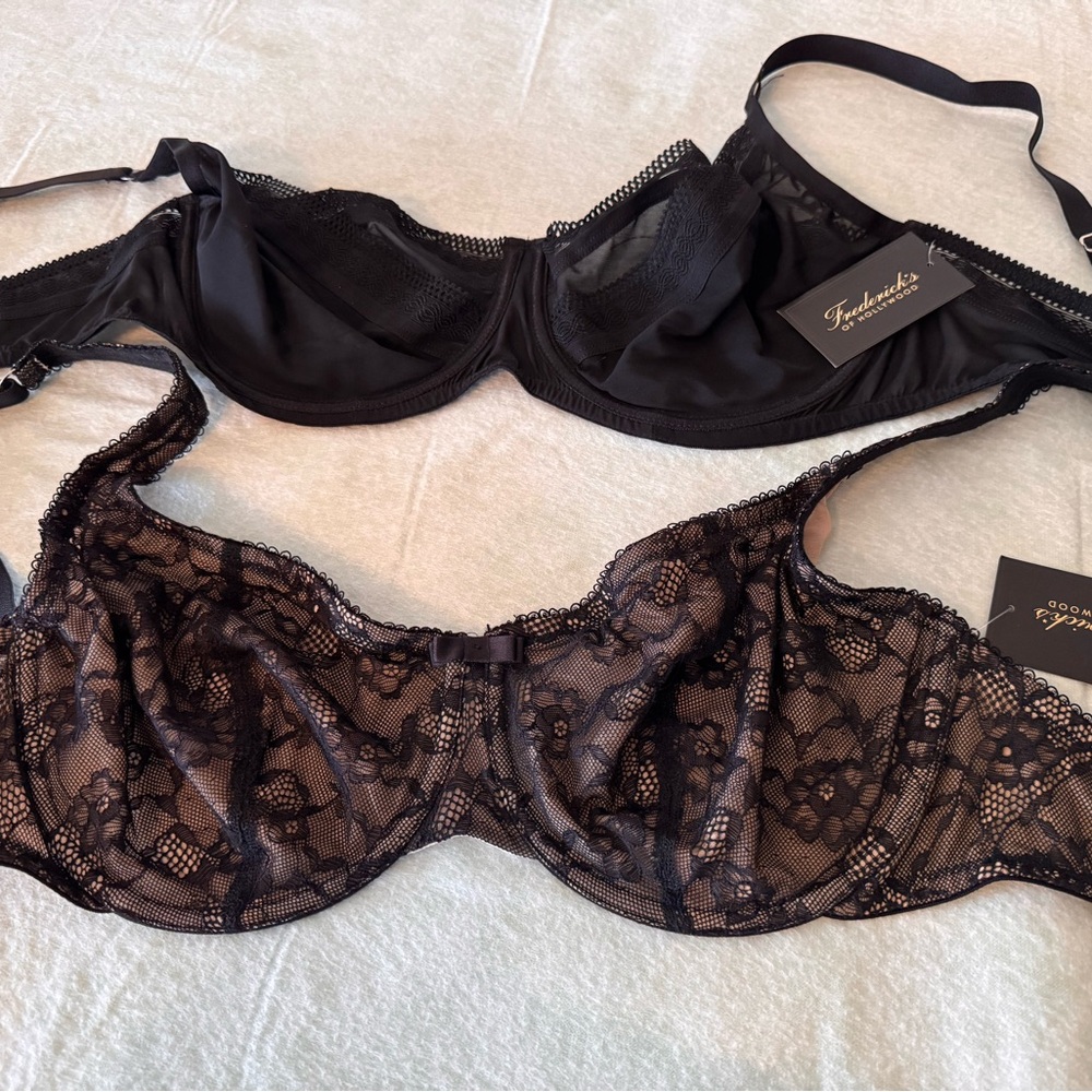Frederick's of Hollywood Elegant Black Lace Bra Lot of 2